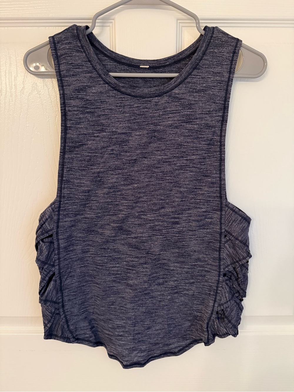lululemon athletica Heather Navy Ruffled Side Tank